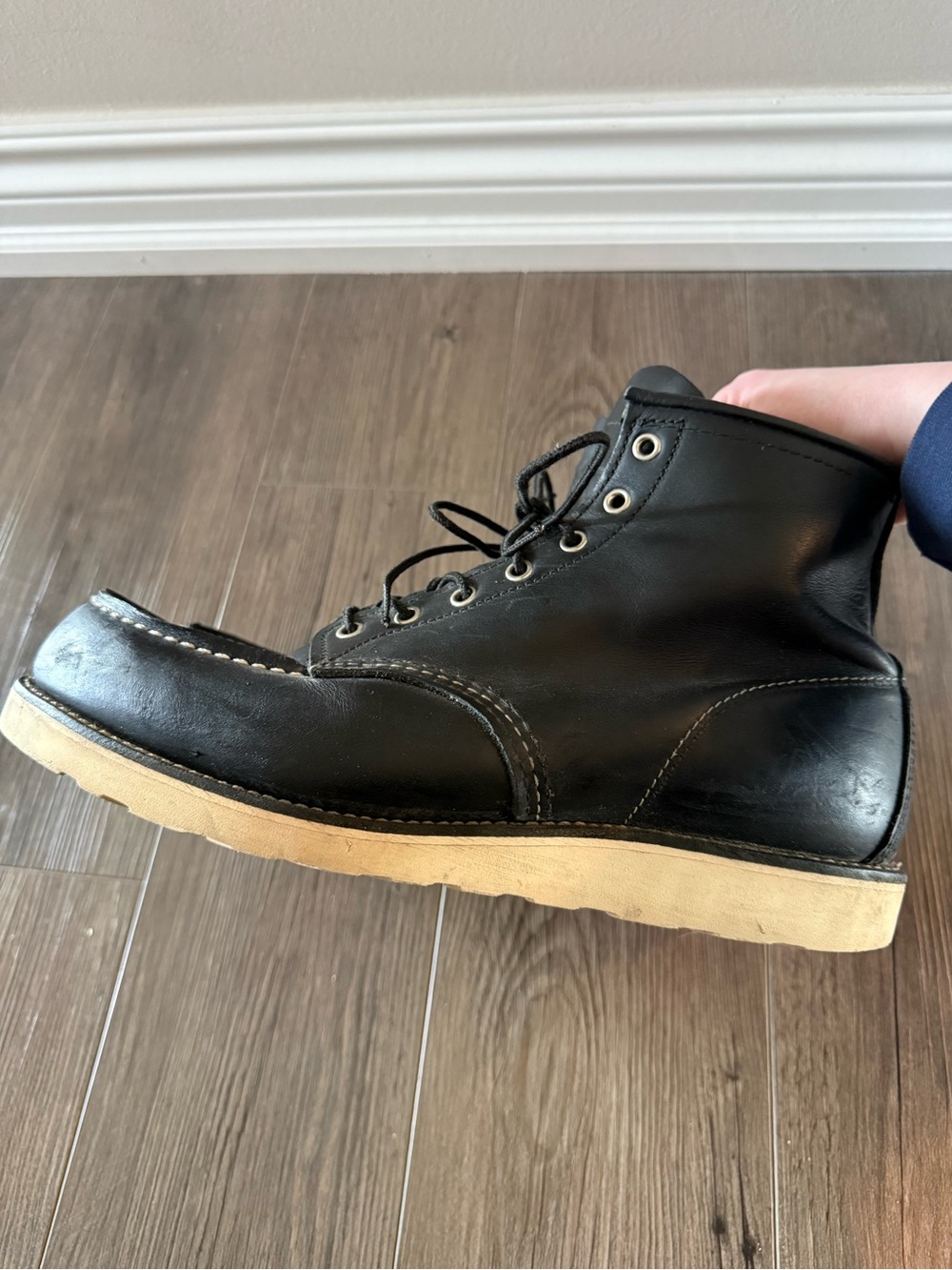 Red Wing 9075 Moc Toe Black Leather Made In USA Boots Size 11 - Picture 5 of 9
